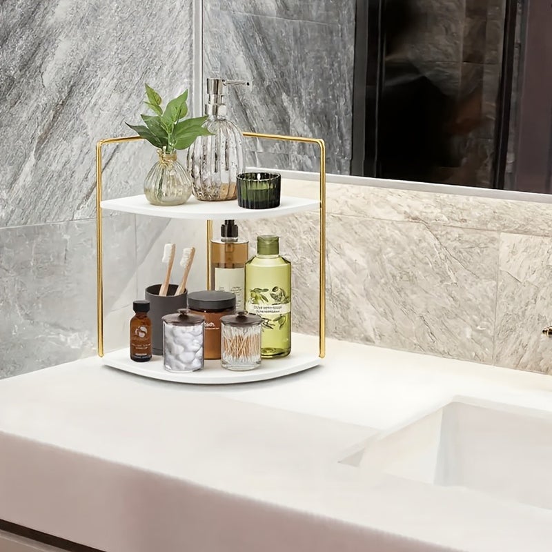 2-Layer Wrought-Iron Corner Storage Rack for Kitchen And Bedroom, Suitable for Holding Seasonings And Cosmetics, Can Be Used at Corners - Image 1