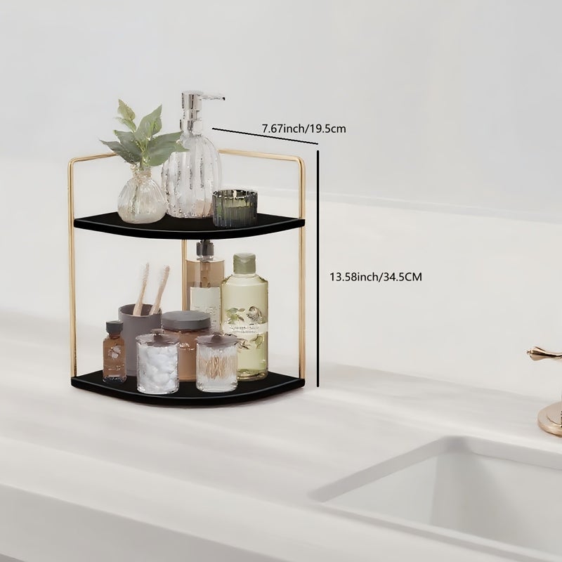 2-Layer Wrought-Iron Corner Storage Rack for Kitchen And Bedroom, Suitable for Holding Seasonings And Cosmetics, Can Be Used at Corners - Image 4