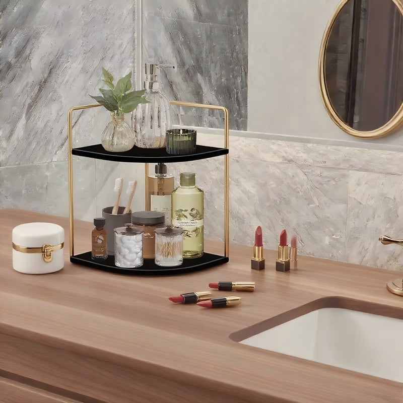2-Layer Wrought-Iron Corner Storage Rack for Kitchen And Bedroom, Suitable for Holding Seasonings And Cosmetics, Can Be Used at Corners - Image 5