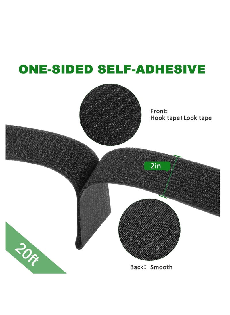 Generic - Adjustable Cable Straps, Velcro Cable Ties, 2''*16.4ft Hook and Loop Straps with 20 Buckles, Free Cut Self Securing Strap, Reusable Nylon Securing Cord Ties for Cable Organiser Storage - Image 1