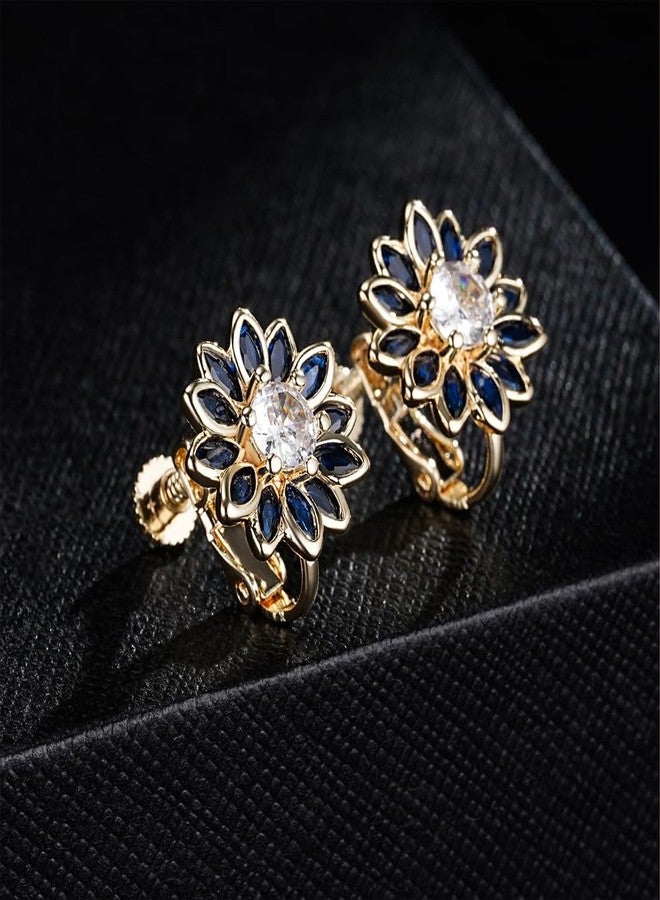 EVEVIC Austrian Crystal Flower Clip on Earrings for Women Trendy,14K Gold Plated Hypoallergenic Non Pierced Sunflower Earrings Jewelry Gift, Medium, Crystal, crystal - Image 5
