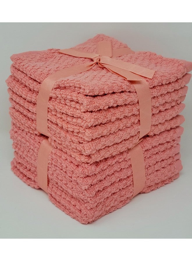 فايولت لينين مجموعة مناشف فاخرة بنمط Zero Puff Bump، 100% من القطن فائق النعومة Zero Twist، ناعمة وقادرة على الامتصاص، Tigerlily، مقاس 12 بوصة × 12 بوصة، مربعة، عبوة من 12 قطعة - Image 1