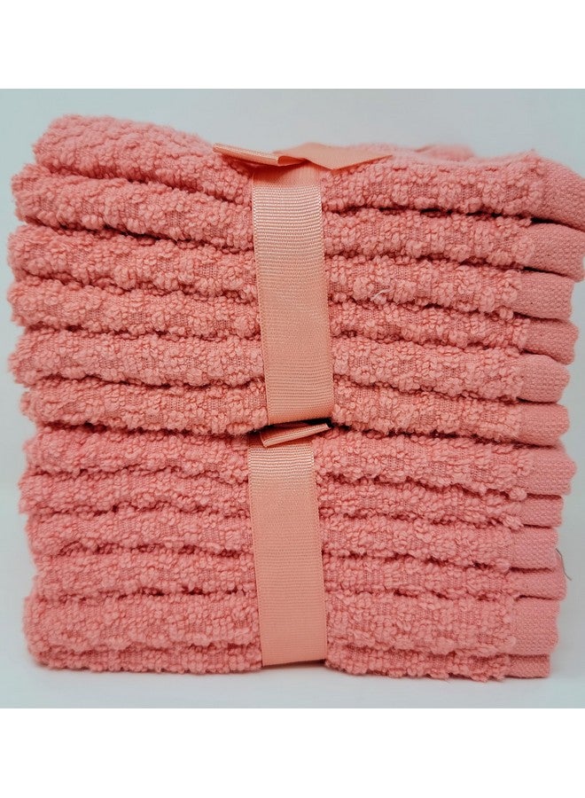 فايولت لينين مجموعة مناشف فاخرة بنمط Zero Puff Bump، 100% من القطن فائق النعومة Zero Twist، ناعمة وقادرة على الامتصاص، Tigerlily، مقاس 12 بوصة × 12 بوصة، مربعة، عبوة من 12 قطعة - Image 4