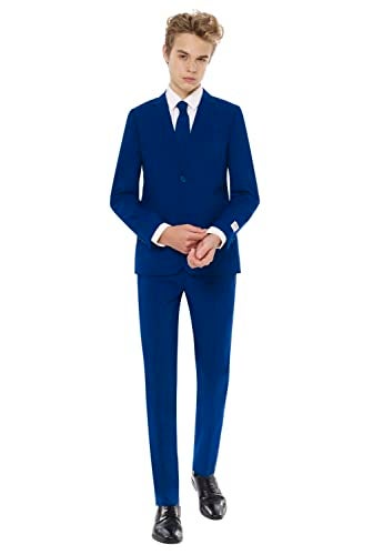 Opposuits Solid Colored Suits for Boys Outfits Come with Pants, Jacket and Tie,Navy Royale Teen,16 - Image 2