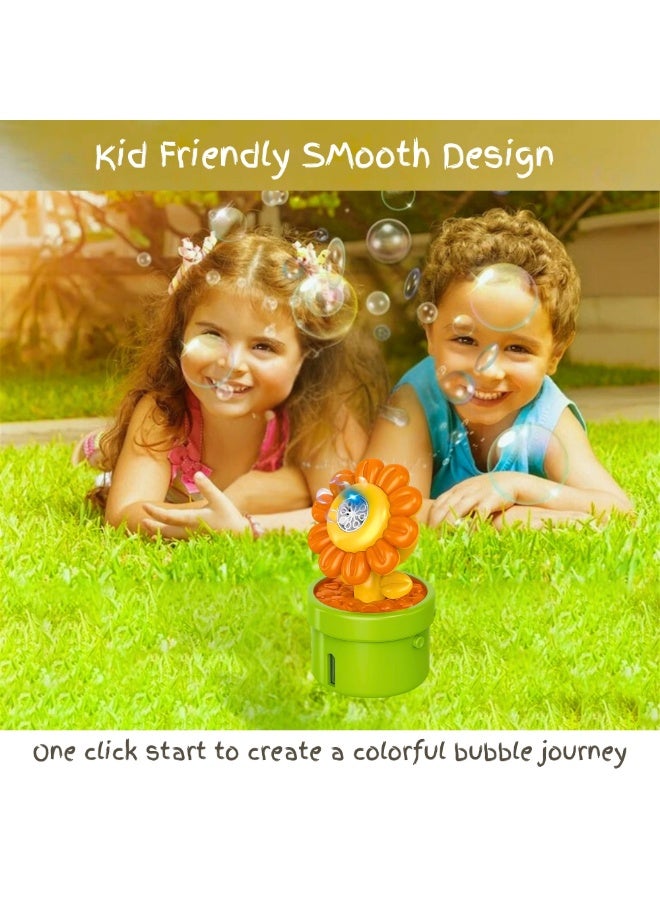 VIO Sunflower Bubble Machine for Kids Automatic Flower Bubble Toy with Colorful Lighting for Toddlers Boys Girls Handheld Flower Bubble Guns for Kids With Lights 2 Solution Bottles Battery Operated Fun Bubble Maker Bubble Machine Bubble Blower Outdoor Fun Summer Play Birthday Party Favors Birthday Gifts - Image 4