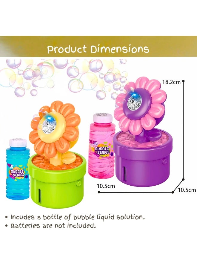 VIO Sunflower Bubble Machine for Kids Automatic Flower Bubble Toy with Colorful Lighting for Toddlers Boys Girls Handheld Flower Bubble Guns for Kids With Lights 2 Solution Bottles Battery Operated Fun Bubble Maker Bubble Machine Bubble Blower Outdoor Fun Summer Play Birthday Party Favors Birthday Gifts - Image 5