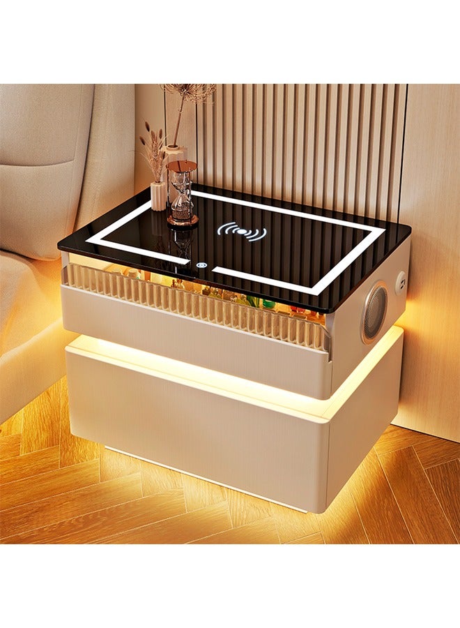 keke Smart Bedside Cabinet with LED Mirror, Wireless Charging & BT Speaker  - Image 2