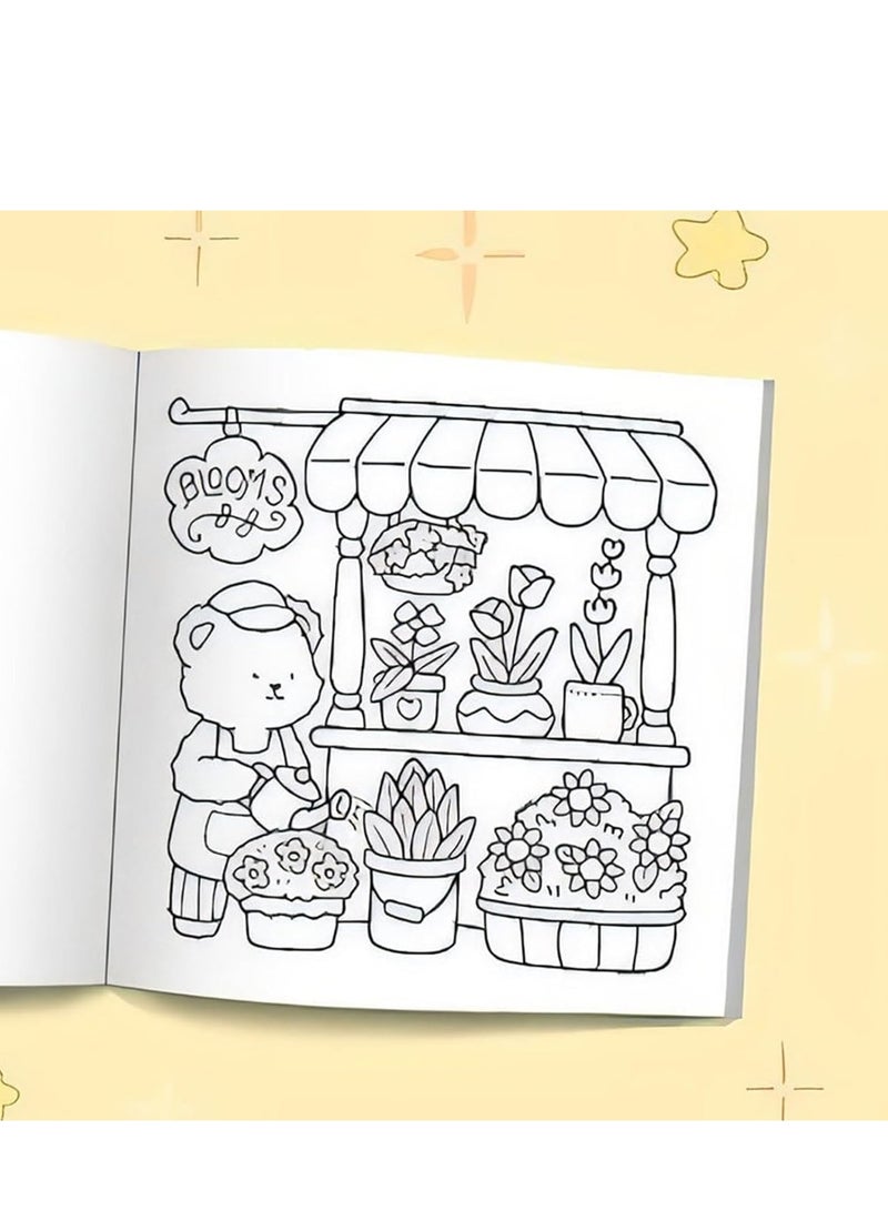 CUTE LONDON: كتاب التلوين للبالغين والأطفال ، تصميمات جريئة وسهلة وبسيطة وكبيرة للاسترخاء (كتاب التلوين للمشاهد المريحة) - Image 2