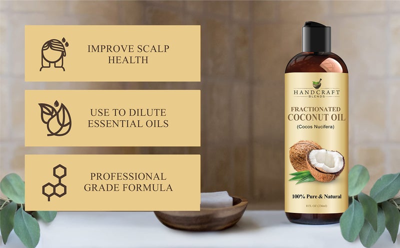 Handcraft Blends Fractionated Coconut Oil - 8 Fl Oz - 100% Pure and Natural - Premium Grade Carrier Oil for Skin and Hair - Hair and Body - Massage - Image 5