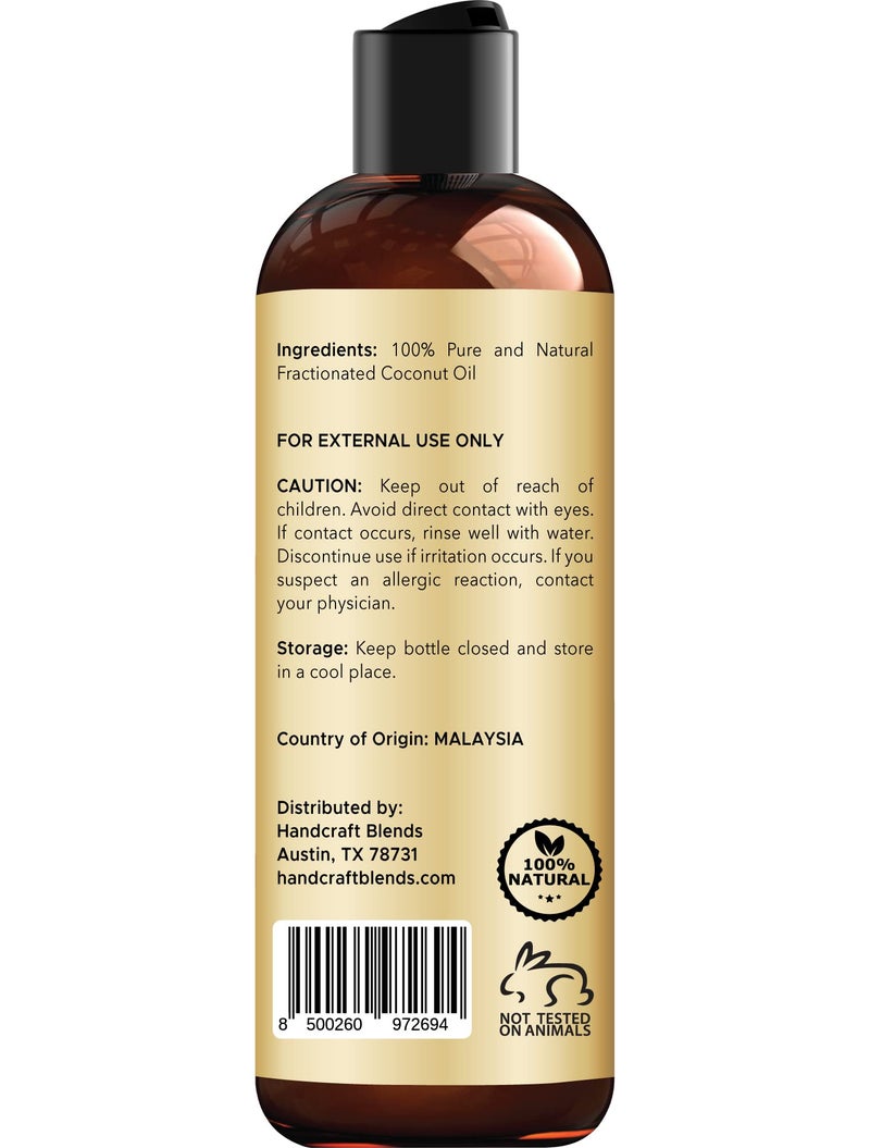 Handcraft Blends Fractionated Coconut Oil - 8 Fl Oz - 100% Pure and Natural - Premium Grade Carrier Oil for Skin and Hair - Hair and Body - Massage - Image 3