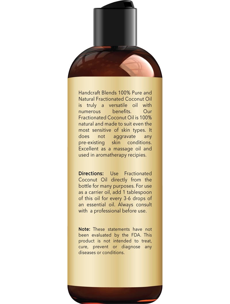 Handcraft Blends Fractionated Coconut Oil - 8 Fl Oz - 100% Pure and Natural - Premium Grade Carrier Oil for Skin and Hair - Hair and Body - Massage - Image 2
