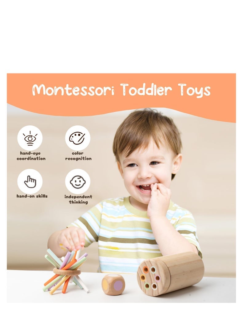 كابتن تيك Toddler Toys Montessori Toys, Natural Wood Educational Sorting Toy,  1 Year Old Fine Motor Skills Toys for 1-2 Year Old Sensory Toys Wooden Learning & Educational Toys for Toddlers 1-3 - Image 2