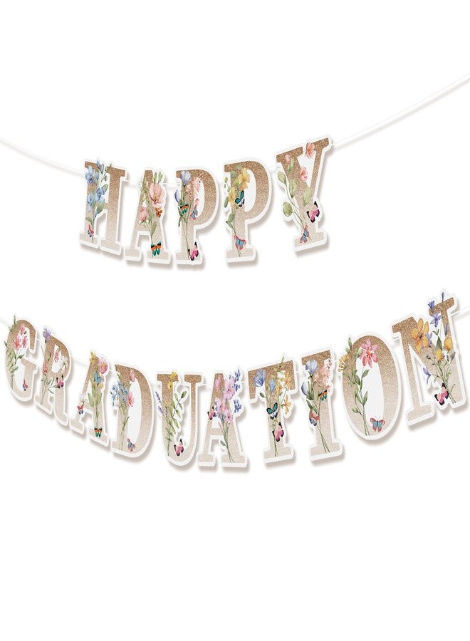 Vincreem Wildflower Happy Graduation Banner Decorations 2026 Congrats Grad Banner Boho Butterfly Floral Grad Decorations Class of 2026 College Senior School Graduation Party Supplies - Image 1