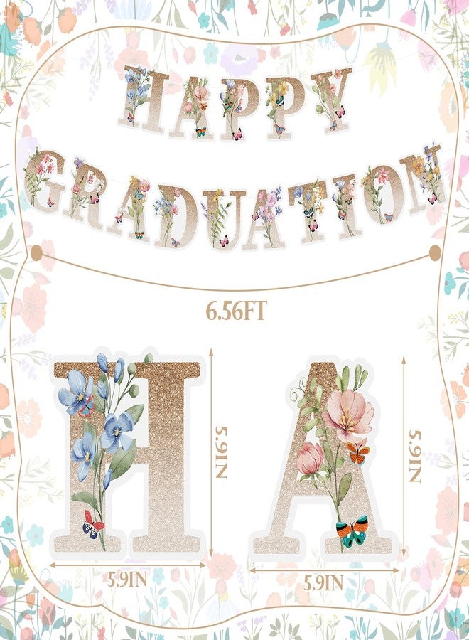 Vincreem Wildflower Happy Graduation Banner Decorations 2026 Congrats Grad Banner Boho Butterfly Floral Grad Decorations Class of 2026 College Senior School Graduation Party Supplies - Image 2