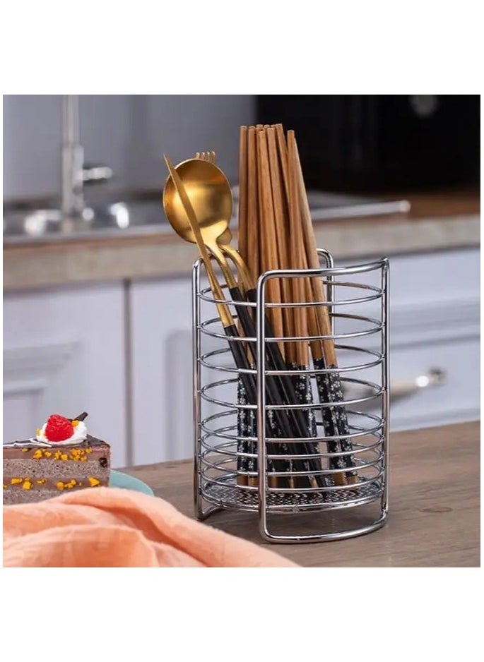 VIO Stainless Steel Kitchen Countertop Table Utensil Holder Cutlery Flatware Tableware Storage Rack Organizer Utensils Chopsticks Table Spoon Tea Spoon Knife Fork Holder Dining Home  - Image 2