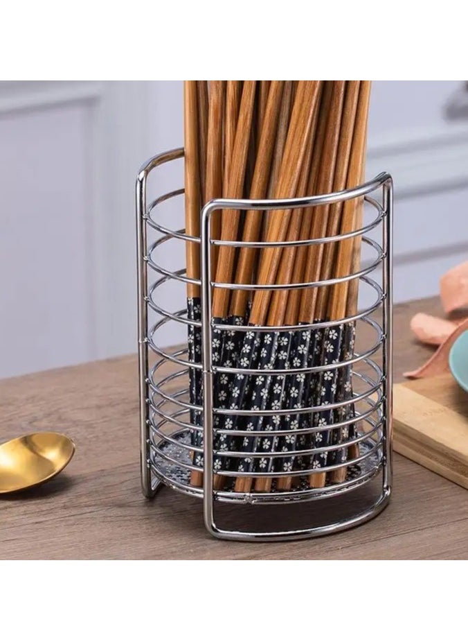 VIO Stainless Steel Kitchen Countertop Table Utensil Holder Cutlery Flatware Tableware Storage Rack Organizer Utensils Chopsticks Table Spoon Tea Spoon Knife Fork Holder Dining Home  - Image 5