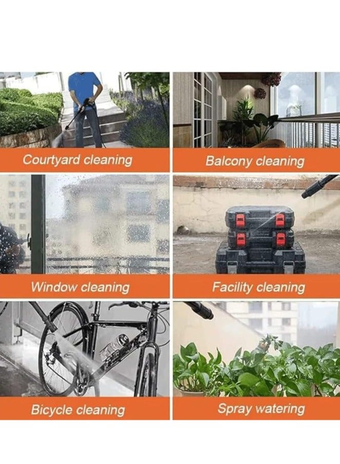 منظف عالي الضغط لاسلكي، محمول ومزود ببطارية، يستخدم لتنظيف السيارات والحدائق، مع فوهة متعددة الوظائف ورشاش لاسلكي للماء. - Image 5