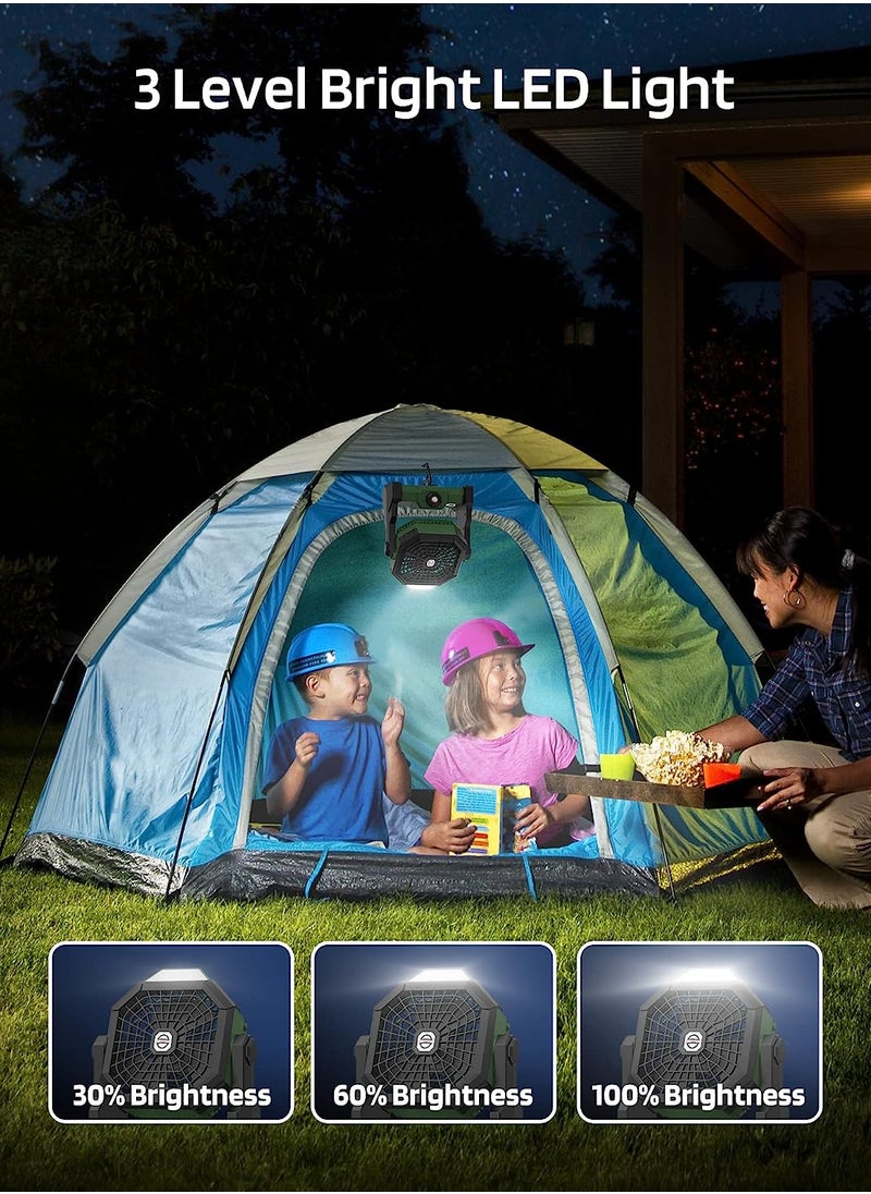 Generic 3 Speeds Camping Table Fan Rechargeable Tent Fan with Hanging Hook,with LED Light Operated for Picnic, Barbecue, Fishing, Travel Home and office (Green)  - Image 3