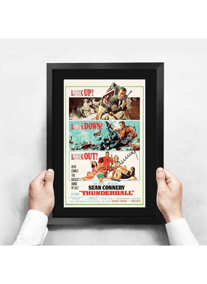 HWC Trading HWC Trading James Bond - Thunderball Movie Poster Sean Connery Signed 16 x 12 inch Framed Gift Printed Autograph Film Print Photo Picture Display - 16" x 12" Framed  - Image 3