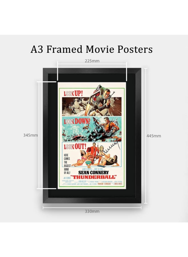 HWC Trading HWC Trading James Bond - Thunderball Movie Poster Sean Connery Signed 16 x 12 inch Framed Gift Printed Autograph Film Print Photo Picture Display - 16" x 12" Framed  - Image 2
