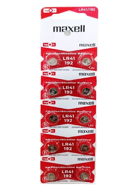 10 Pcs LR41 Alkaline Coin Battery