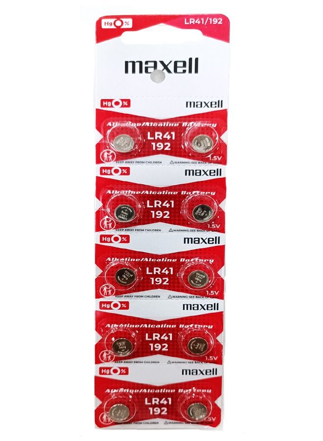 ماكسل حزمة من 10 بطاريات عملة قلوية LR41