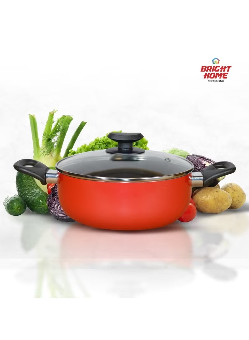 Bright Home Non-Stick Cookware Set – 10 Pieces – Even Heat Distribution, Elegant Design, Easy to Clean, with Glass Lids and Cooking Utensils - Image 2