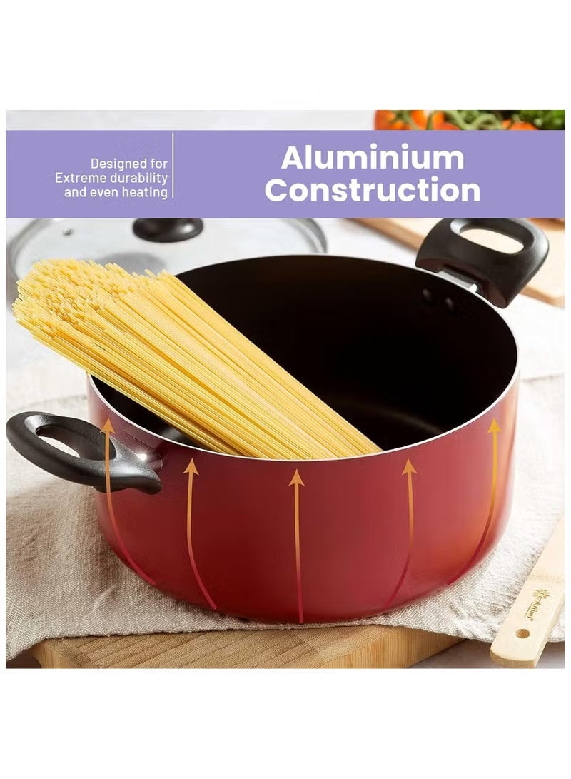 Bright Home Non-Stick Cookware Set – 10 Pieces – Even Heat Distribution, Elegant Design, Easy to Clean, with Glass Lids and Cooking Utensils - Image 5