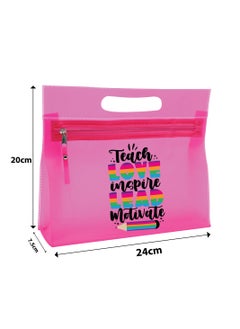 PRINTSHOP4ME Teachers Day Gift Pink Transparent Cosmetic Bag With Zipper Closure-Teacher Appriciation Gift-Gift For Teacher-Teacher Gifts  - Image 5