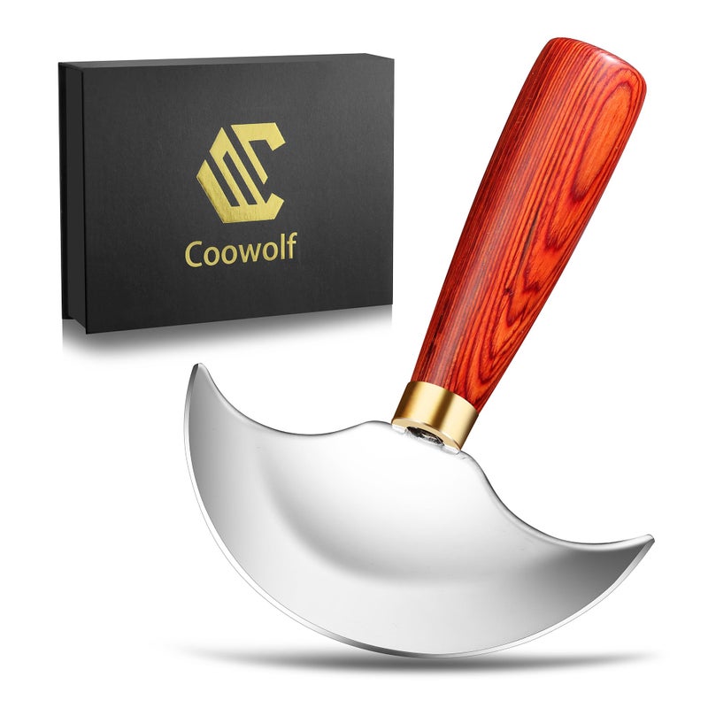 Coowolf Leather Knife with Wooden Handle Leather Working Tools for Cutting Skiving and Trimming