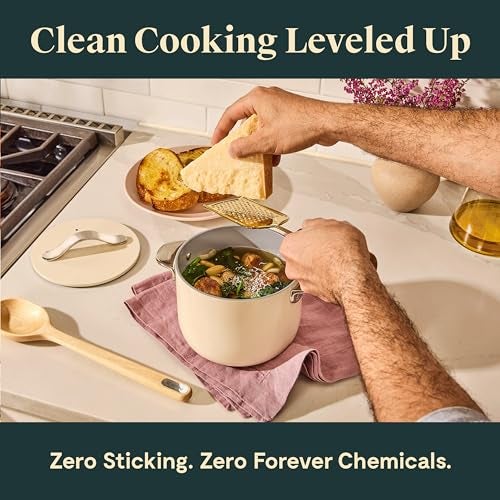 Caraway Petite Cooker 2 Qt Ceramic Coated Pot Free From Forever Chemicals Perfect for Rice Grains or Sauces Perracotta - Image 3