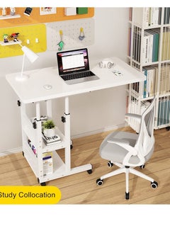 XICEN Height Adjustable Laptop Computer Table with Wheels Mobile Couch Bed Snack Side Table with Double layer Storage Rack Shelves, Sofa Bedside Laptop Stand Desk for Home Bedrooms Office  - Image 5