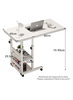 XICEN Height Adjustable Laptop Computer Table with Wheels Mobile Couch Bed Snack Side Table with Double layer Storage Rack Shelves, Sofa Bedside Laptop Stand Desk for Home Bedrooms Office  - Image 2