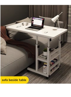 XICEN Height Adjustable Laptop Computer Table with Wheels Mobile Couch Bed Snack Side Table with Double layer Storage Rack Shelves, Sofa Bedside Laptop Stand Desk for Home Bedrooms Office  - Image 4