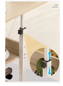 XICEN Height Adjustable Laptop Computer Table with Wheels Mobile Couch Bed Snack Side Table with Double layer Storage Rack Shelves, Sofa Bedside Laptop Stand Desk for Home Bedrooms Office  - Image 3