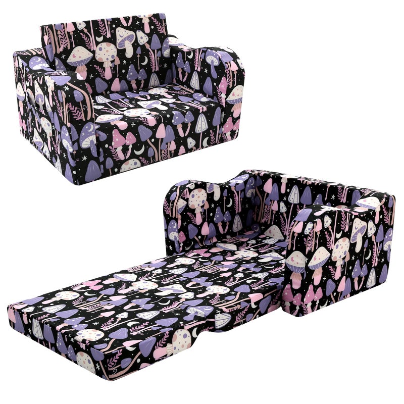 MeMoreCool Toddler Couch Chair â€“ Foldable Kids Sofa for Ages 1â€“3, Fold-Out Bed with Side Pocket, Comfy & Washable Detachable Cover | Cute Patterns | Lightweight Lounger for Playroom, Naptime, Gifting - Image 1