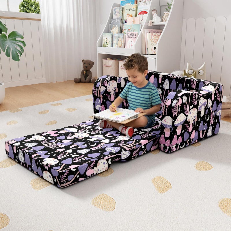 MeMoreCool Toddler Couch Chair â€“ Foldable Kids Sofa for Ages 1â€“3, Fold-Out Bed with Side Pocket, Comfy & Washable Detachable Cover | Cute Patterns | Lightweight Lounger for Playroom, Naptime, Gifting - Image 4