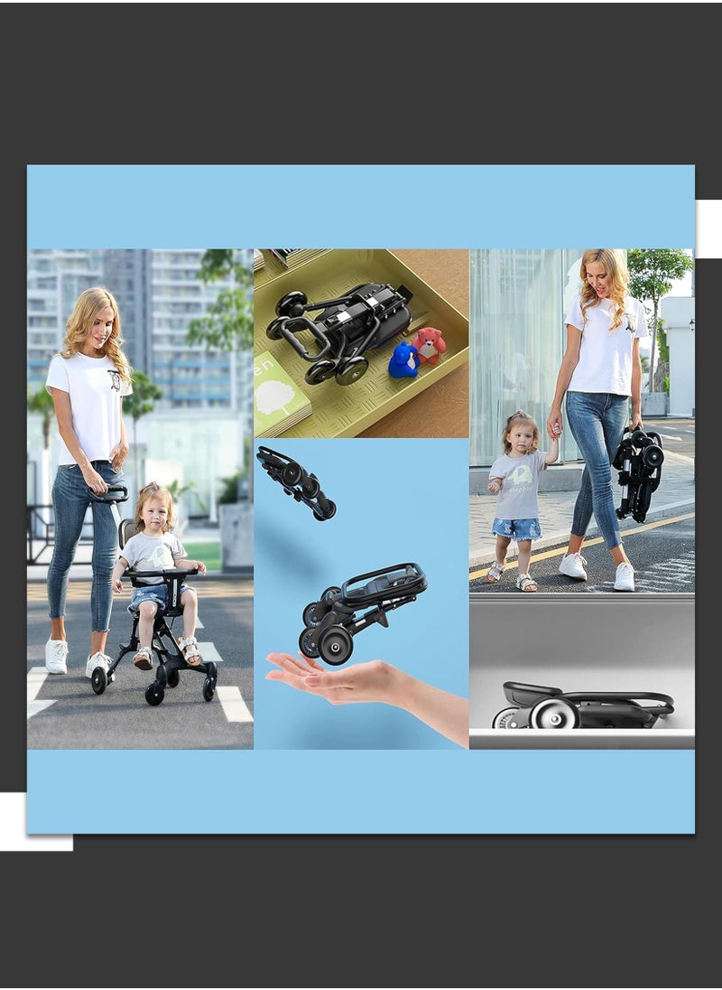 Lightweight Stroller with Easy One-Hand Push, Two-Way Adjustable Seat for Parent-Facing View, 360° Safety Features, Foldable Design for Travel