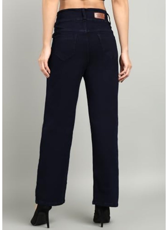 Nifty Women's Denim Stretchable 2-Button Straight Fit Jeans - Image 4