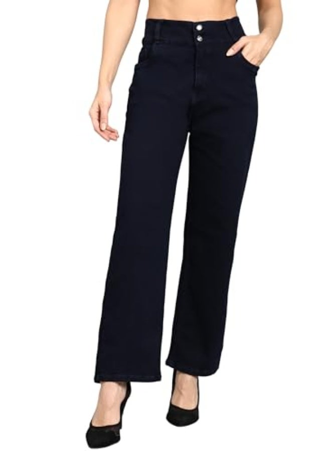 Nifty Women's Denim Stretchable 2-Button Straight Fit Jeans - Image 1