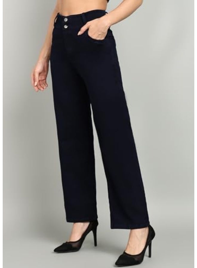 Nifty Women's Denim Stretchable 2-Button Straight Fit Jeans - Image 2