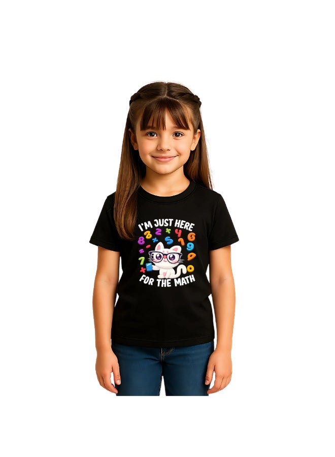 برينت شوب فور مي تيشيرت بناتي ليوم الرياضيات للأطفال | تيشيرت مطبوع عليه أرقام وكسور، تيشيرت بأكمام قصيرة مزين برموز رياضية ملونة - Image 1