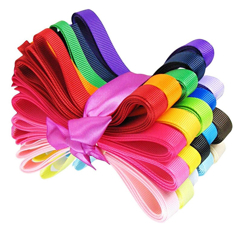 QYO SparkleSatinGrosgrainAutism Ribbon for Hair Bows Dance Floral Designs Wrapping Sewing 40 Yards 20x2yards 38 Grosgrain Solid Boutique Ribbons