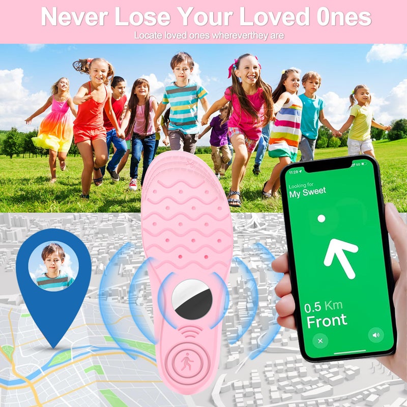 RFUNGUANGO Insoles for Airtag Hidden Holder, Tracker Devise Case for Kids, Comfortable Inserts for Shoesï¼ŒPink Rainbow (Pink, 6.89-7.48IN 10 Toddler-12.5 Toddler) - Image 5