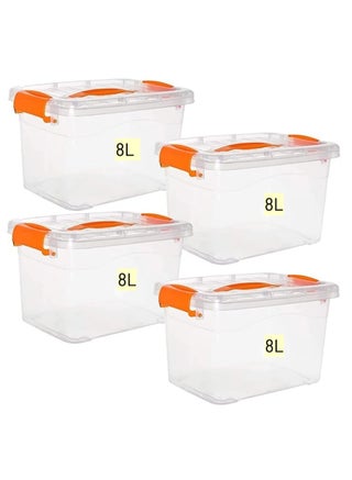 4pcs Plastic Storage Boxes, 8L Clear Stackable Containers With Lockable Lids, Clear Plastic Organizer – Transparent Box Storing Toys, Shoes, Kitchen Items, Snacks, Tools, Medicine - pzsku/Z00E7D7930AA37E88F531Z/45/_/1728630132/d46f8f05-a4b8-4739-9fbc-71269e85c55b