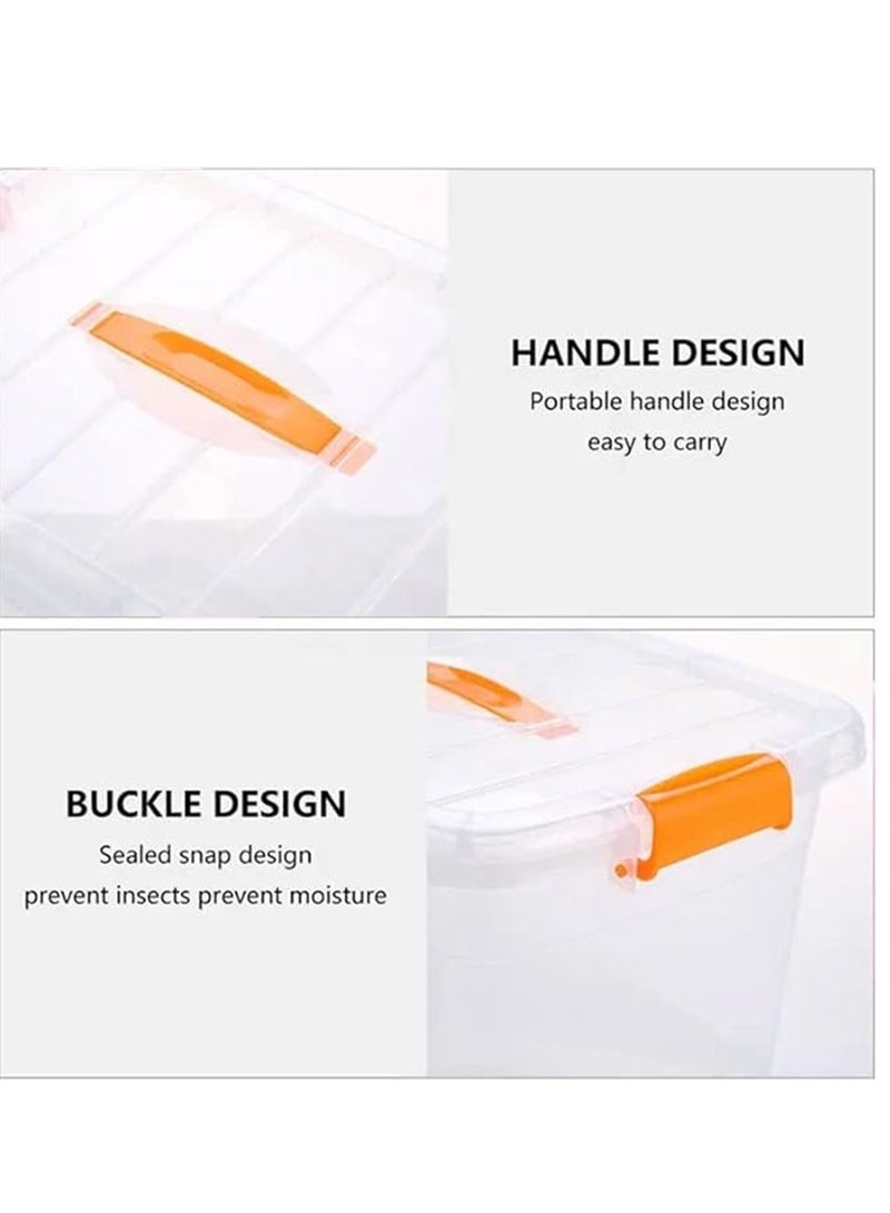 4pcs Plastic Storage Boxes, 8L Clear Stackable Containers With Lockable Lids, Clear Plastic Organizer – Transparent Box Storing Toys, Shoes, Kitchen Items, Snacks, Tools, Medicine