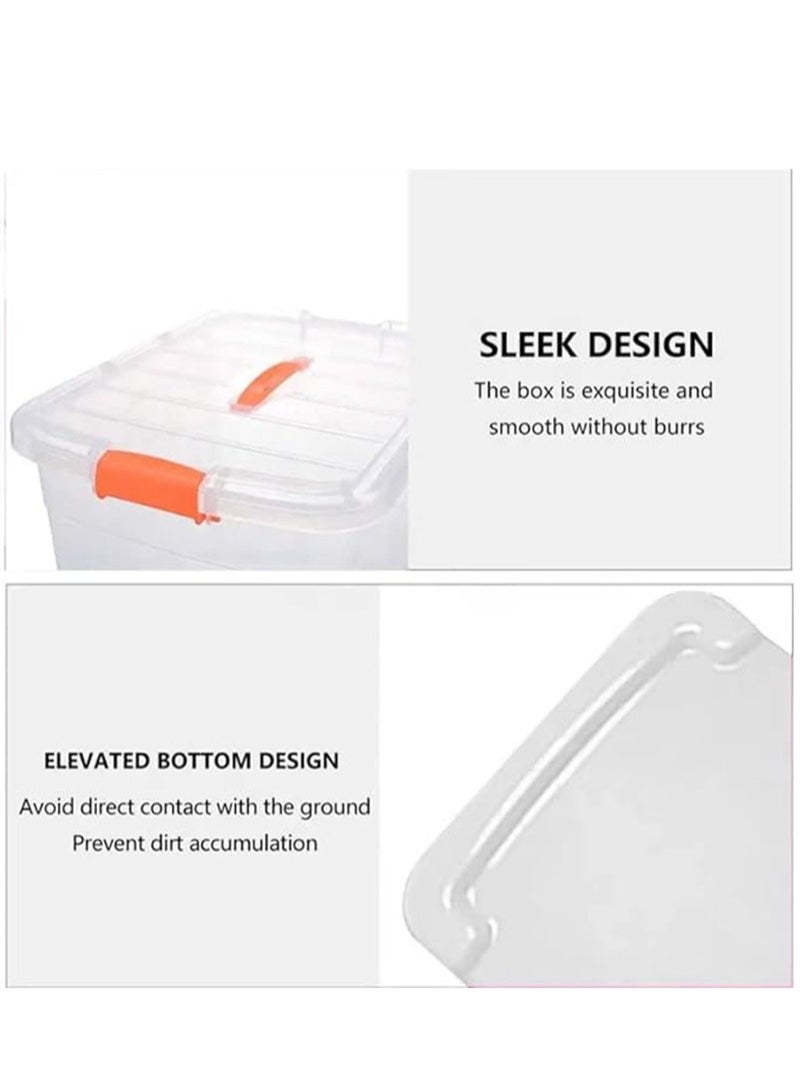 4pcs Plastic Storage Boxes, 8L Clear Stackable Containers With Lockable Lids, Clear Plastic Organizer – Transparent Box Storing Toys, Shoes, Kitchen Items, Snacks, Tools, Medicine