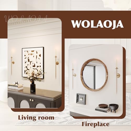 WOLAOJA Candle Wall Sconce Set of 2, Large Twisted Wall Mount Metal Brass Candle Holder Sconces Decor for Living Room Farmhouse Fireplace Wedding 23.5" - Image 5