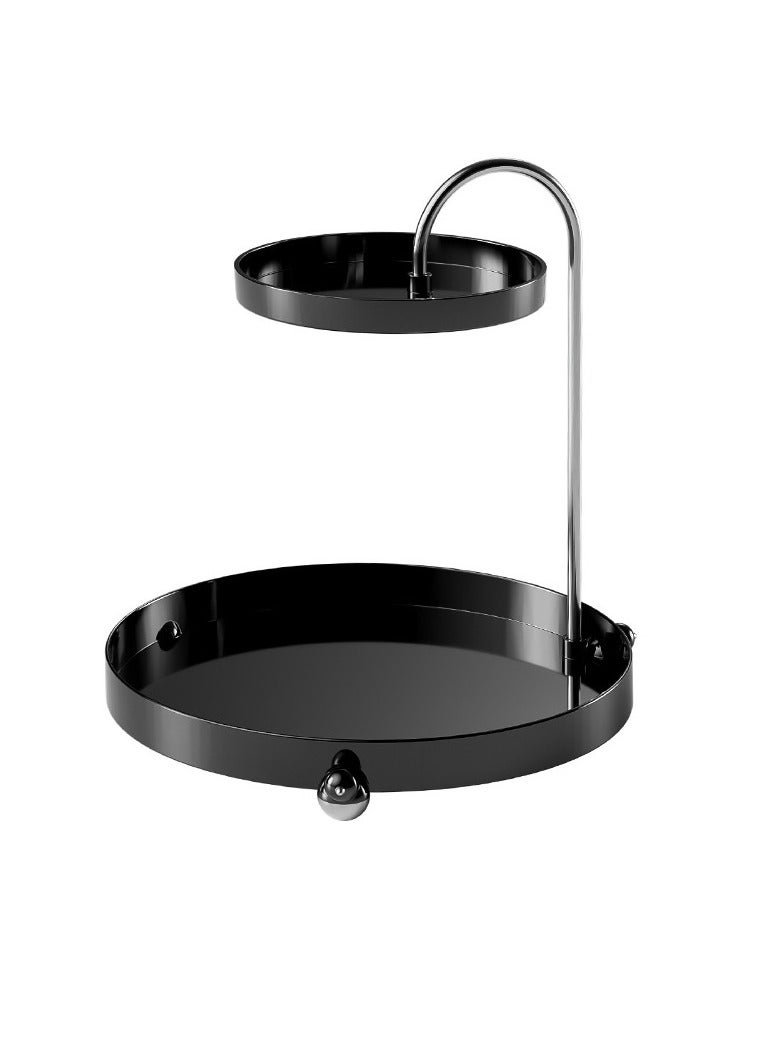 Bluejw 2-Tier Multipurpose Entrance Storage Rack Stainless Steel Decorative Tray Jewelry Dish Cosmetics Organizer Bathroom Clutter Serving Platter Small Storage Tray  - Image 1