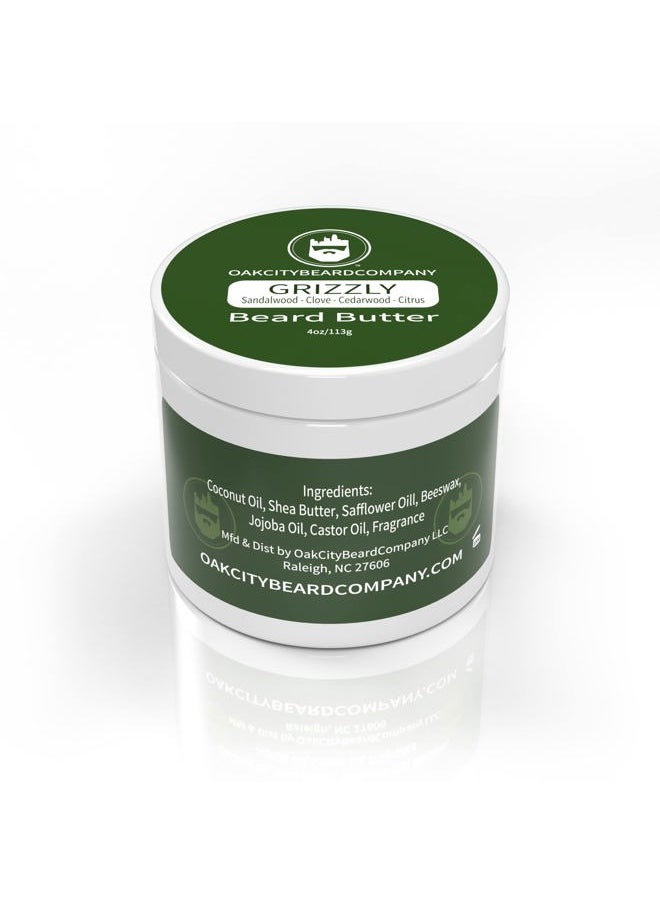 Oak City Beard Company - Grizzly - 4 Ounce - Beard Butter - Beard Conditioner - Sandalwood - Clove - Cedarwood - Citrus - Image 1